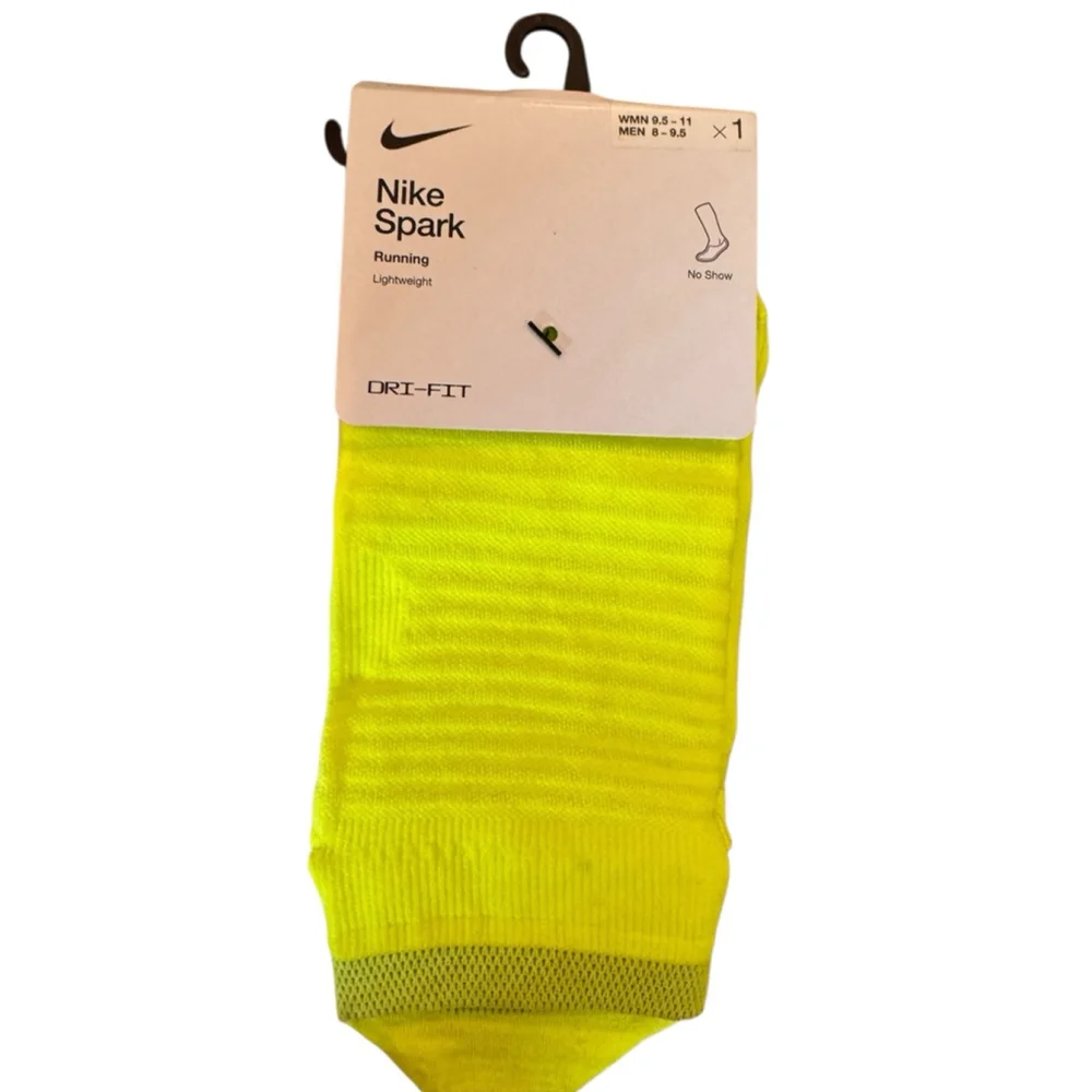 Women's Nike Spark Running No Show Socks Neon Yellow One Size 8-9.5